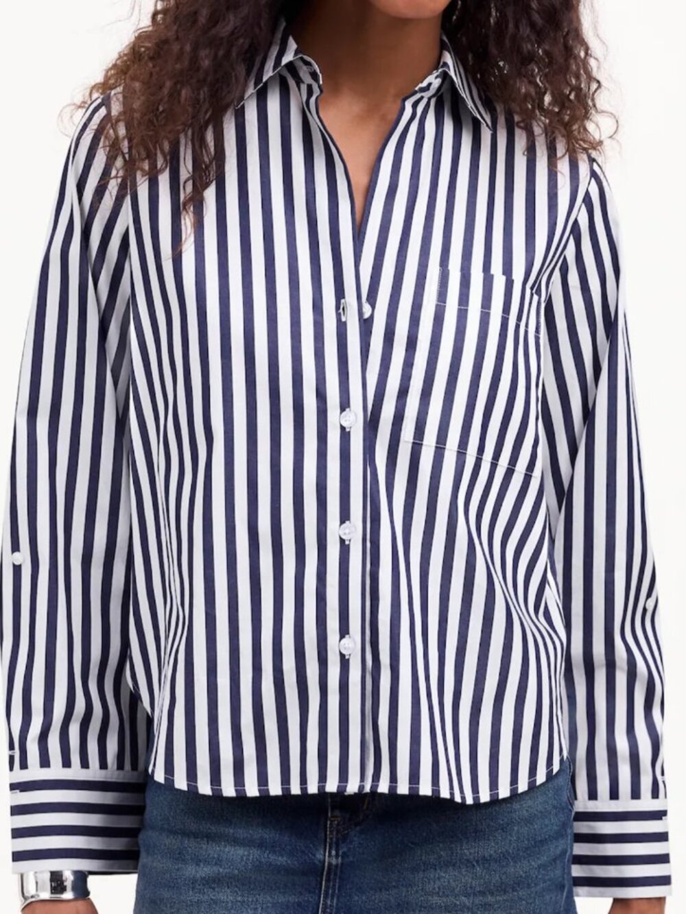 Easy Y-Neck Button-Up Shirt